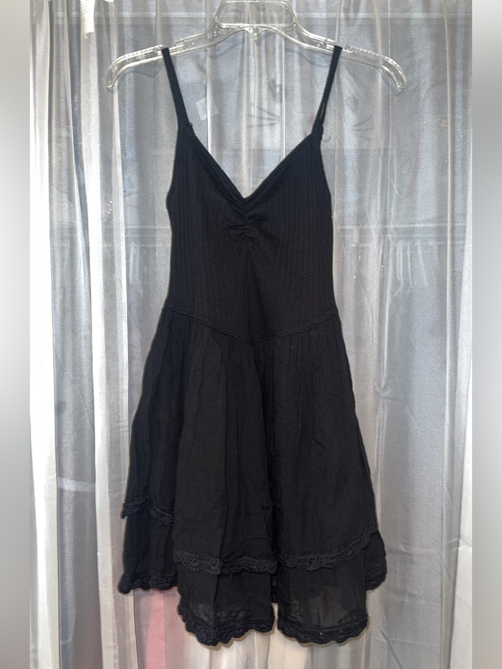 Aerie Black Spaghetti Strap Mini Dress